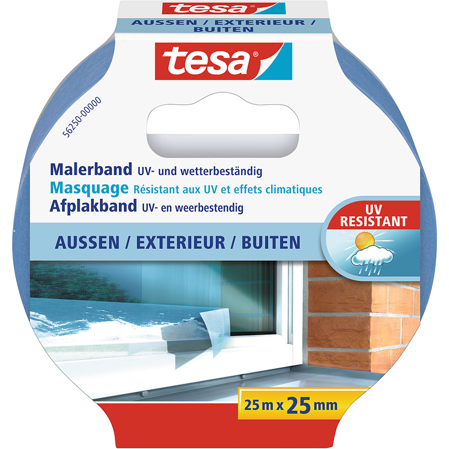 tesa Malerband Außen 25 m Kreppband, 25 mm
