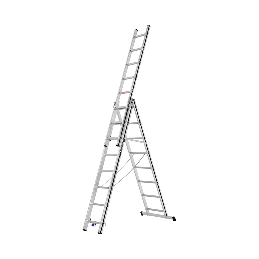 Hymer ALU-PRO Mehrzweckleiter dreiteilig Aluminium, 3x8 Sprossen