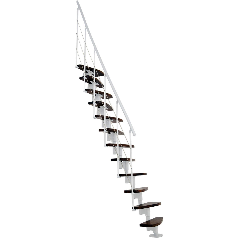 Minka escalier compact Nizza blanc escalier gain de place, Walnuss gebeizt & lackiert