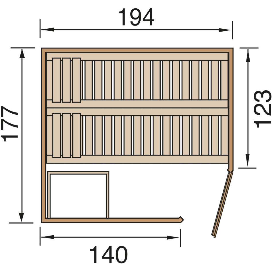 weka Sauna Ecksauna VARBERG Fichte, Holztür, 194x177 cm