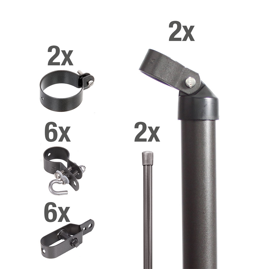 Alberts Zaunanschluss-Set für Wellengittertore an Maschendrahtzaun anthrazit-metallic, 100 cm, Aufschrauben
