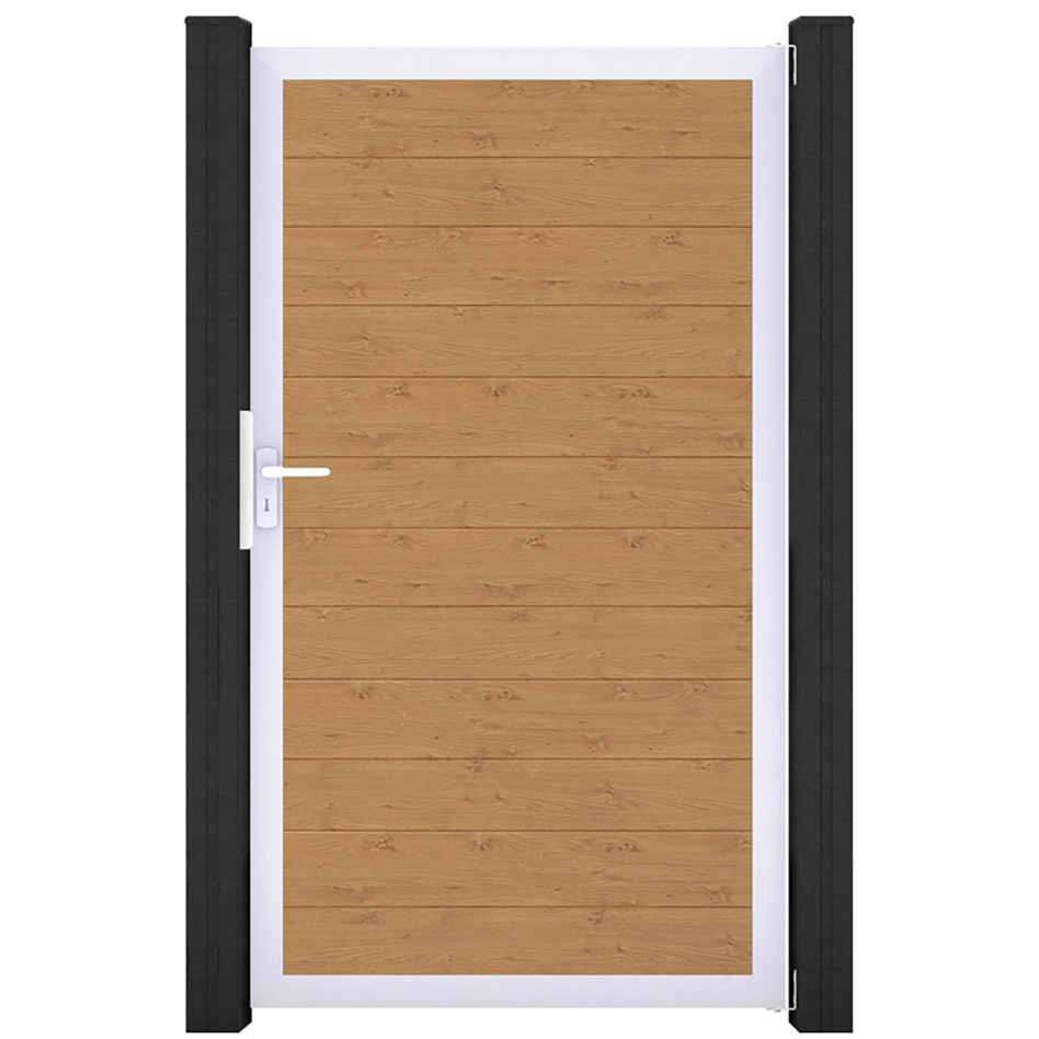 GroJa Einzeltor BasicLine schmal PVC-Steckzaun Asteiche Natur , Silber EV1
