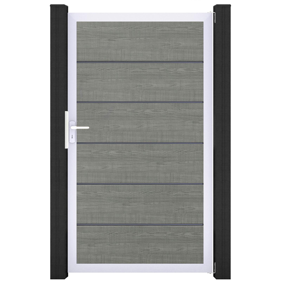 GroJa Einzeltor BasicLine Premium PVC-Steckzaun Grey Ash Cut , Silber EV1