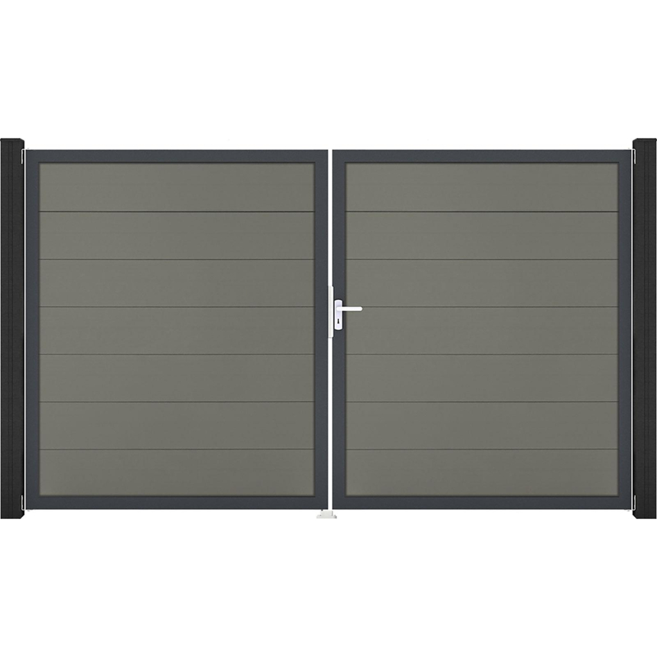 GroJa Doppeltor Solid Grande Steckzaun Grau , DIN Rechts, Anthrazit DB 703
