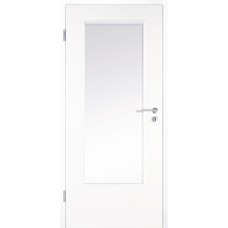 Kilsgaard Zimmertür mit Lichtausschnitt TopWeiß Lamikor Typ 43/LA Rundkante, DIN Links, 735x2110 mm