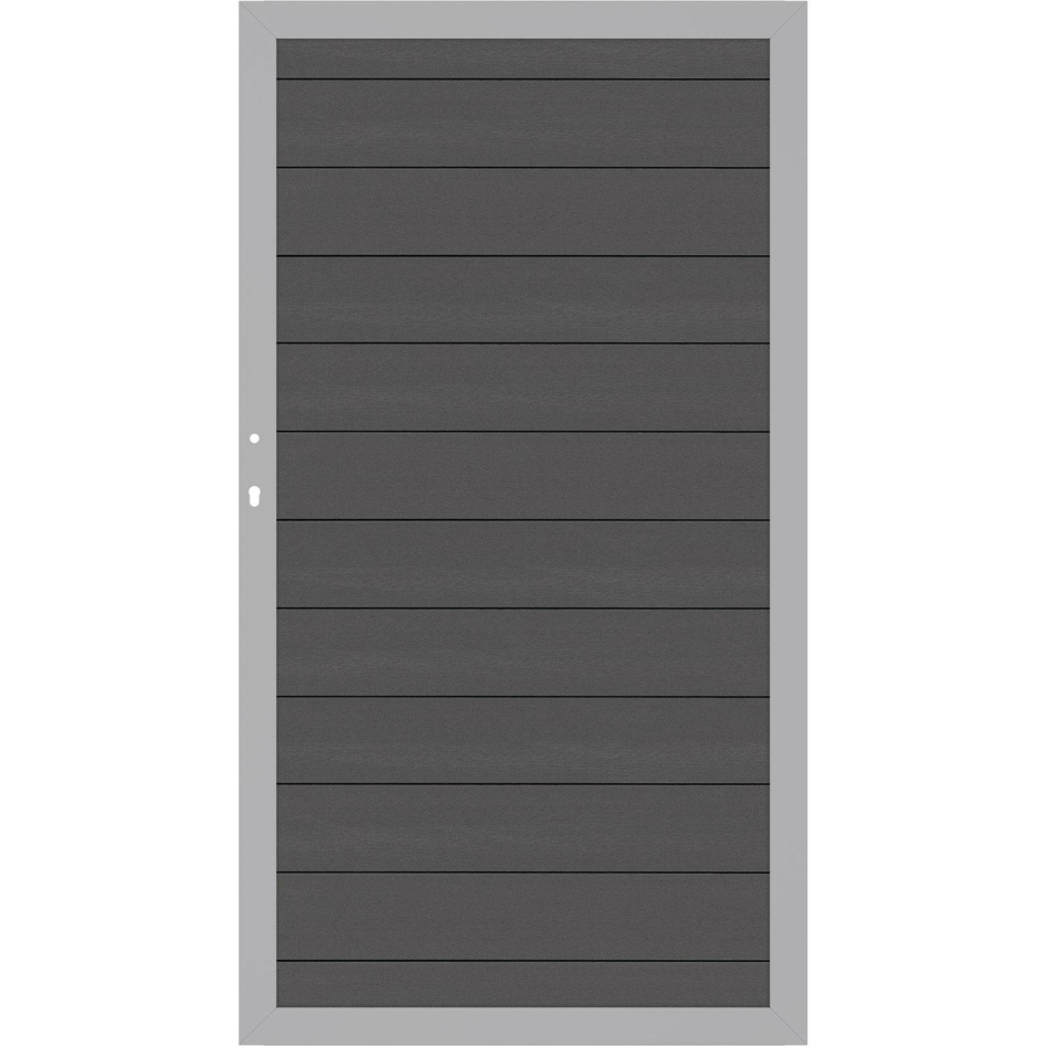 TraumGarten Sichtschutzzaun SYSTEM WPC CLASSIC Gartentor Anthrazit/Silber, DIN links