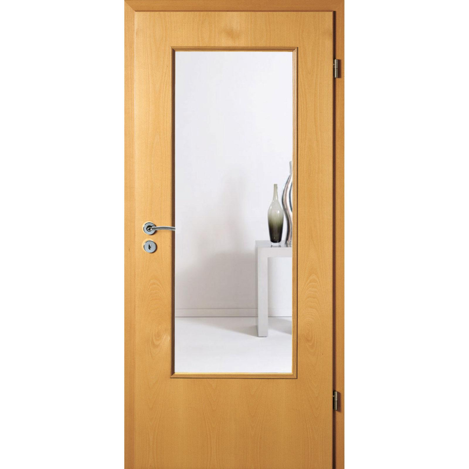 Kilsgaard Zimmertür mit Lichtausschnitt/Glas Buche Lamikor Typ 43/LA Rundkante, DIN Rechts, 985x1985 mm,Klarglas (ESG)