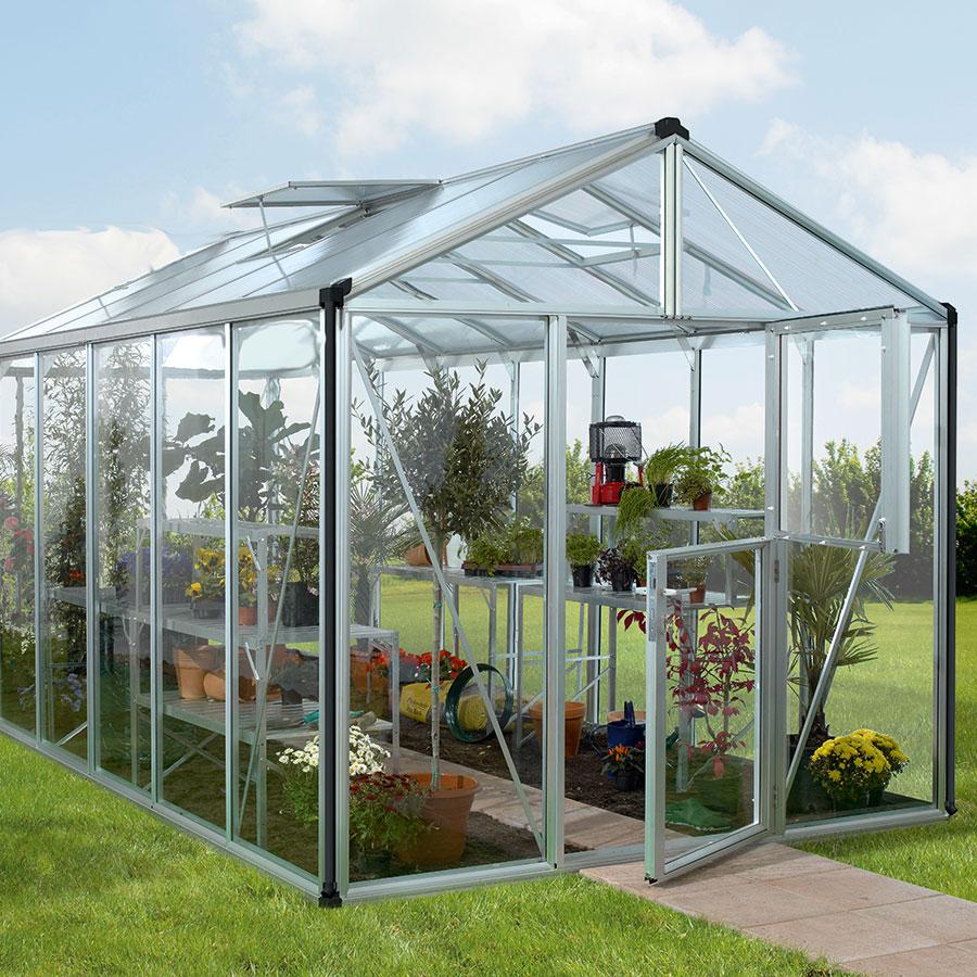 Vitavia Gewächshaus Zeus Tomatenhaus Silber Kombiverglasung, 391x258x250 cm (LxBxH)