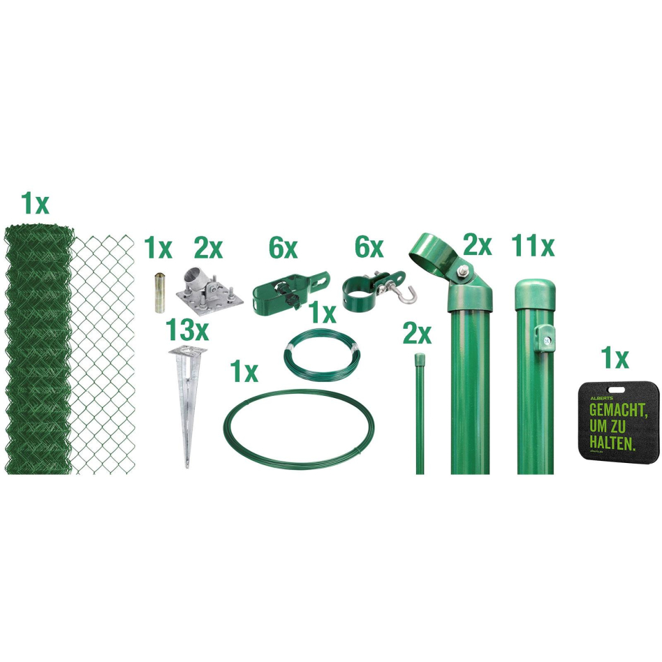 Alberts Maschendrahtzaun Set grün, 150 cm, 25 m,Aufschrauben