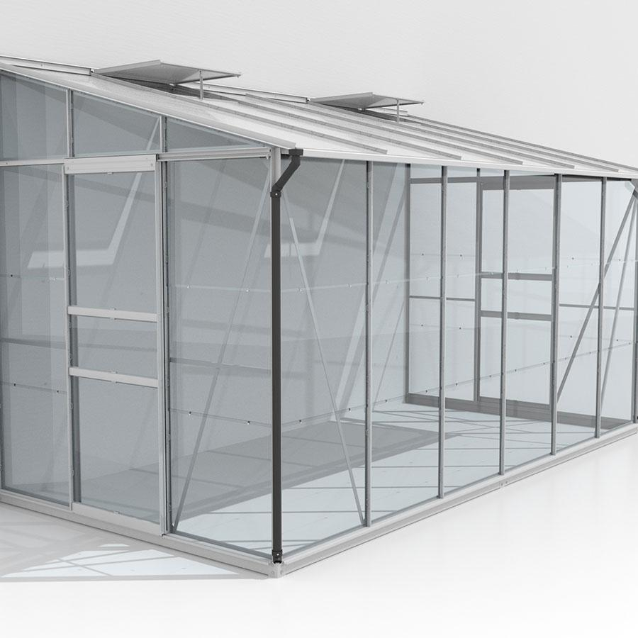 Vitavia Anlehngewächshaus Osiris Tomatenhaus Kombiverglasung Silber, 201x387x221 cm (LxBxH)