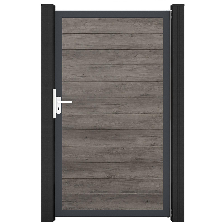 GroJa Einzeltor BasicLine schmal PVC-Steckzaun Monument Oak , Anthrazit DB 703