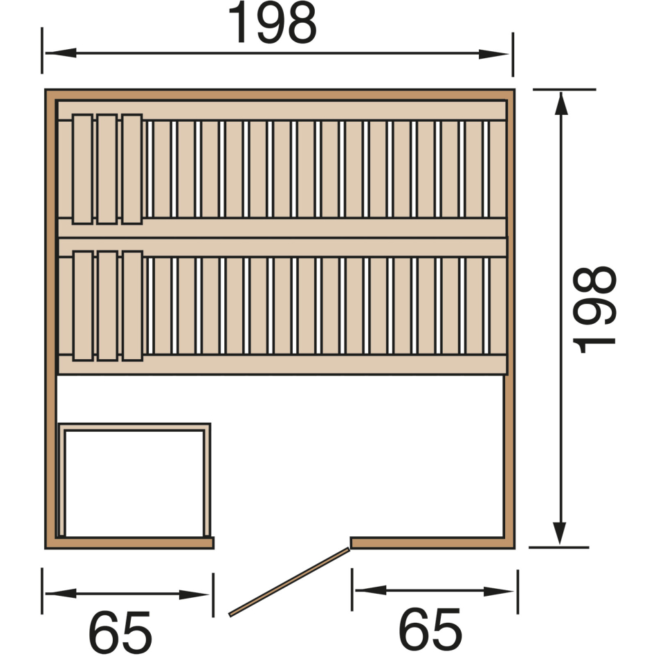 weka Sauna Massivholzsauna BERGEN Premium, Holztür, 198x198 cm