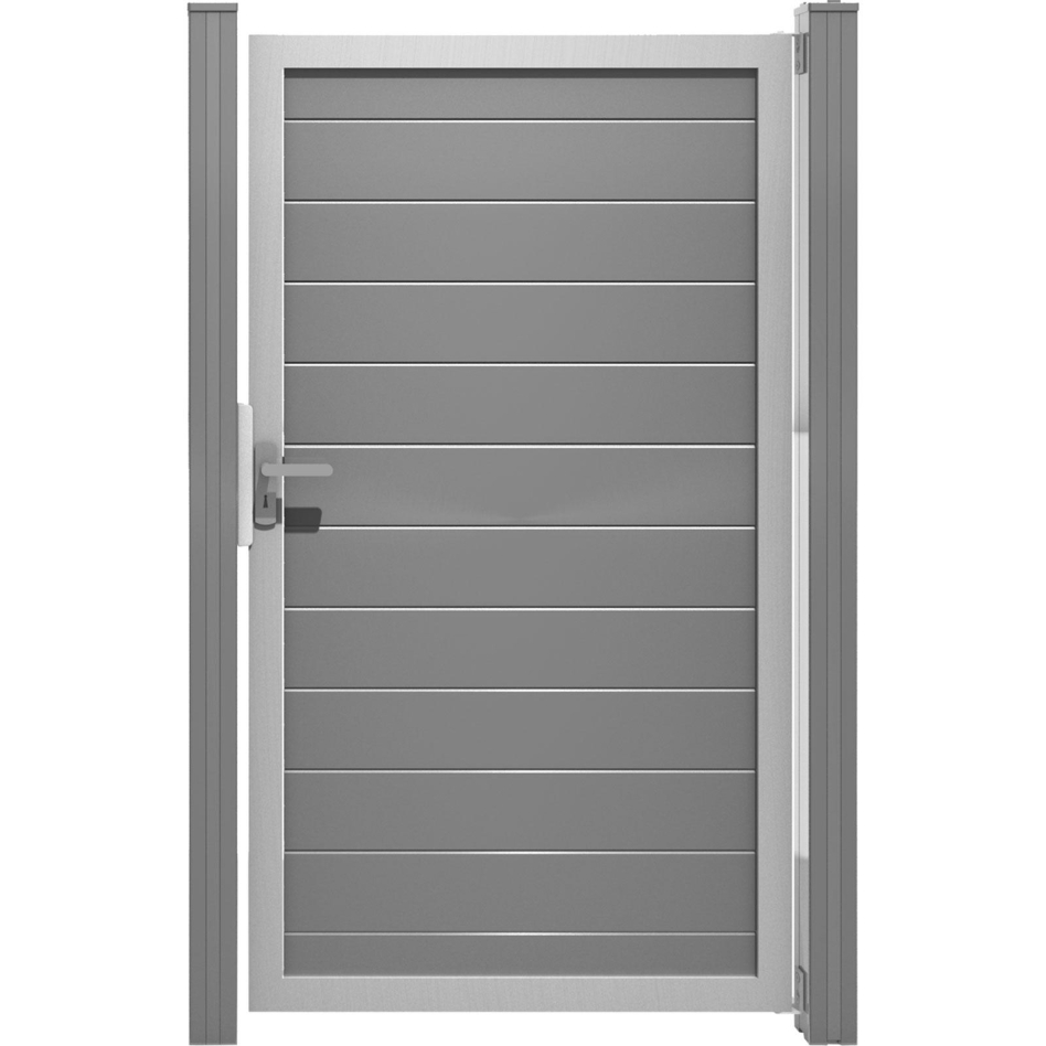Portillon clôture emboîtable GroJa Lumino en aluminium, gris argent, argent EV1