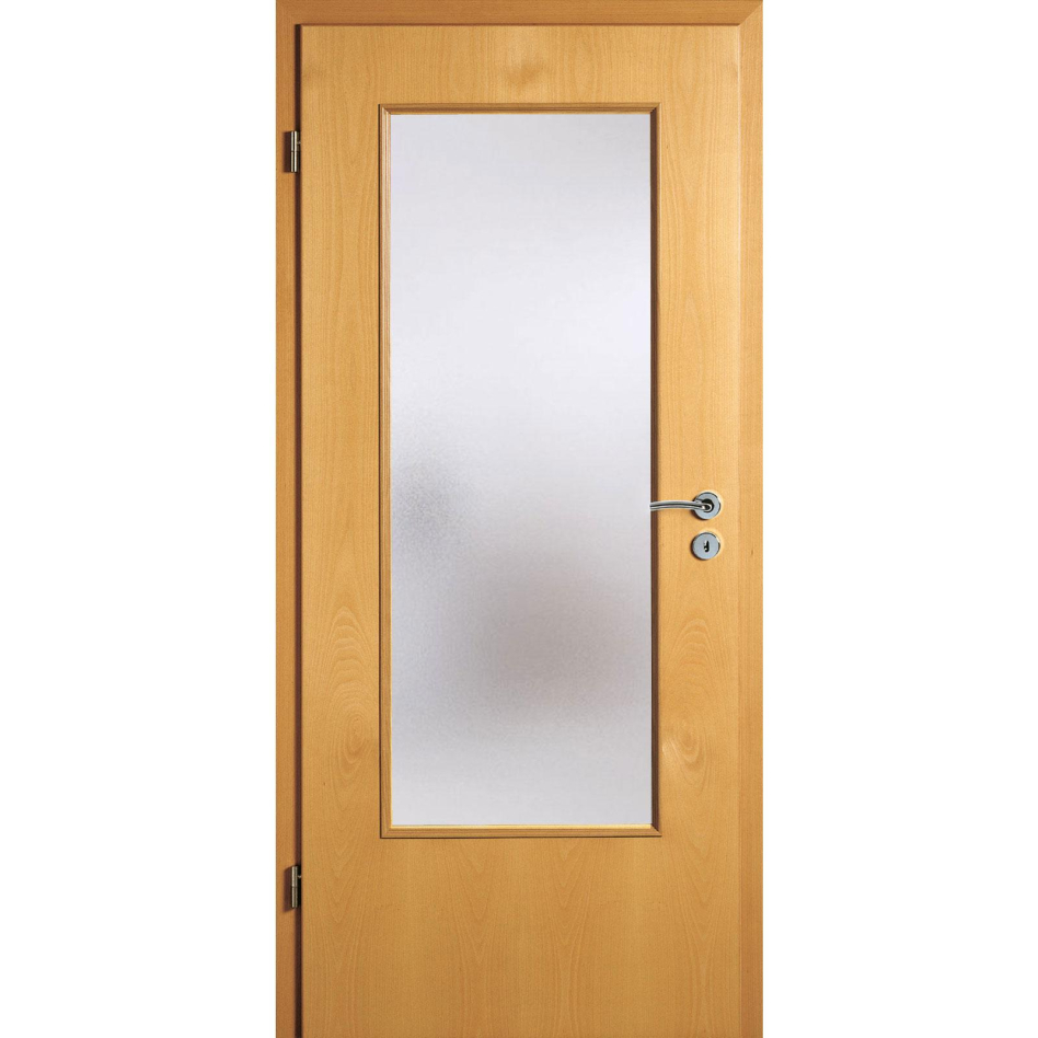 Kilsgaard Zimmertür mit Lichtausschnitt/Glas Buche Lamikor Typ 43/LA Rundkante, DIN Links, 735x2110 mm,Chinchilla (ESG)