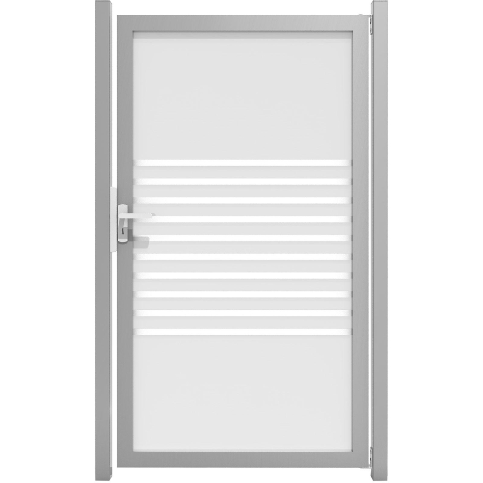 Portillon clôture occultante GroJa Ambiente en verre à bandes, DIN droite, argent EV1