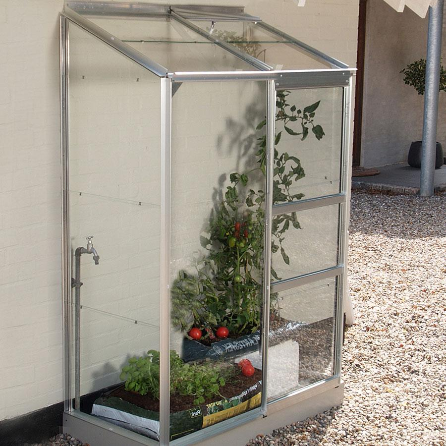 Vitavia Anlehngewächshaus Styx Tomatenhaus Silber, 3 mm, 69x131x182 cm (LxBxH),ESG (Einscheibensicherheitsglas, kristallklar)