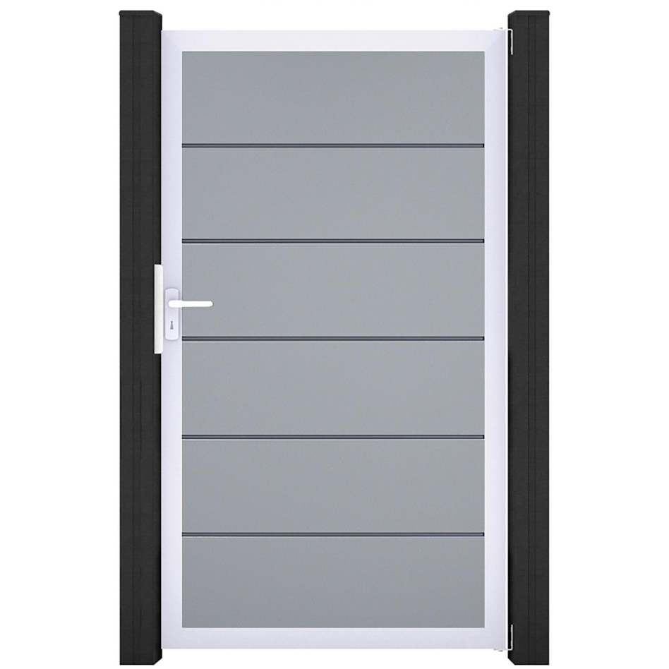 GroJa Einzeltor BasicLine Premium PVC-Steckzaun Silbergrau , Silber EV1