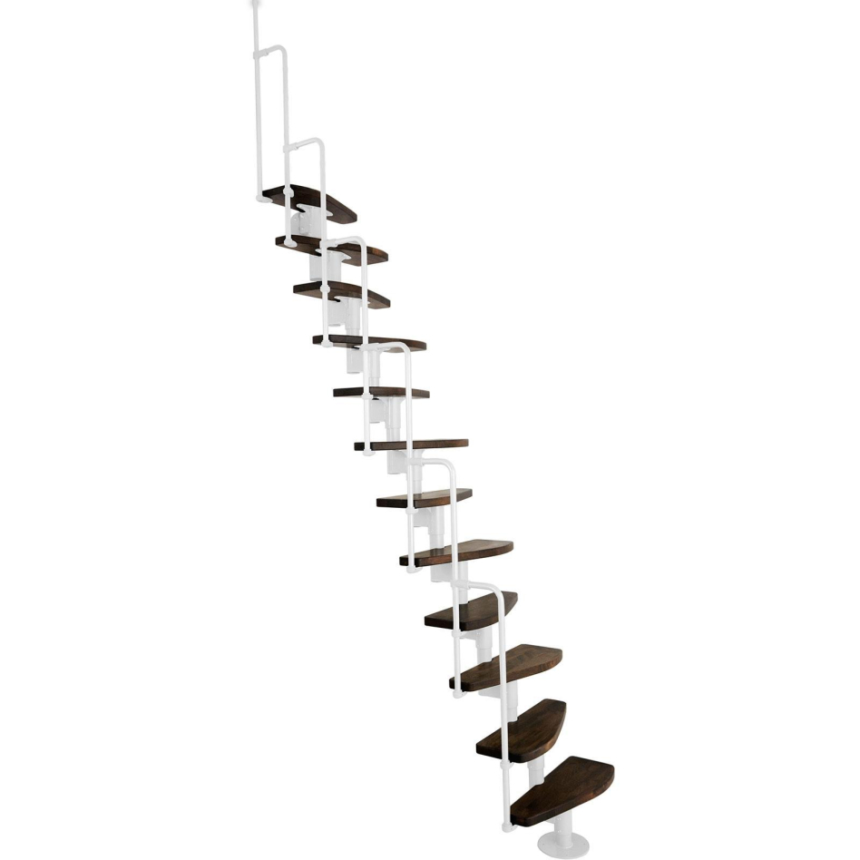 Minka escalier compact Monaco blanc escalier gain de place, Walnuss gebeizt & lackiert