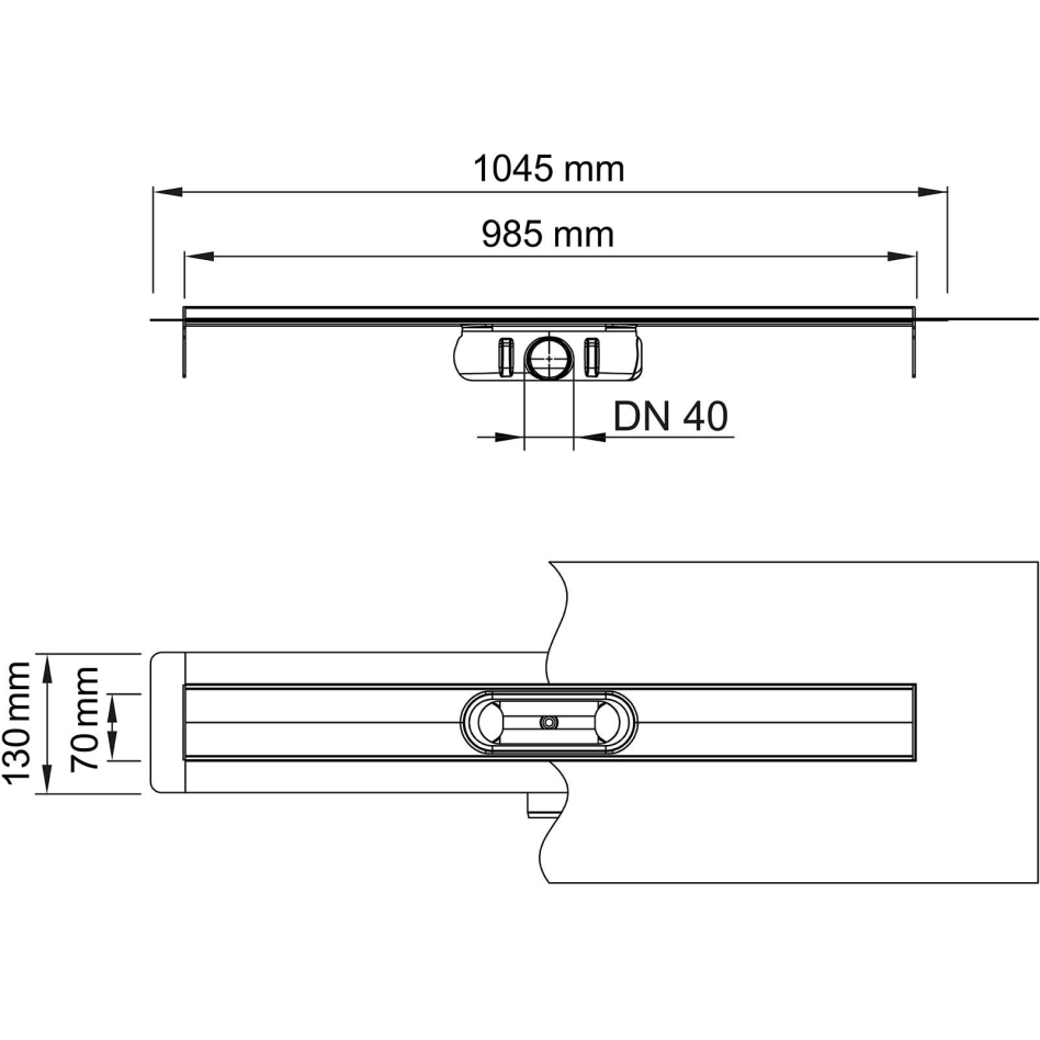 Caniveau de siphon ACO ShowerDrain C drainge de douche à l'italiènne, 57-128 mm, 985 mm,ohne Aufkantung