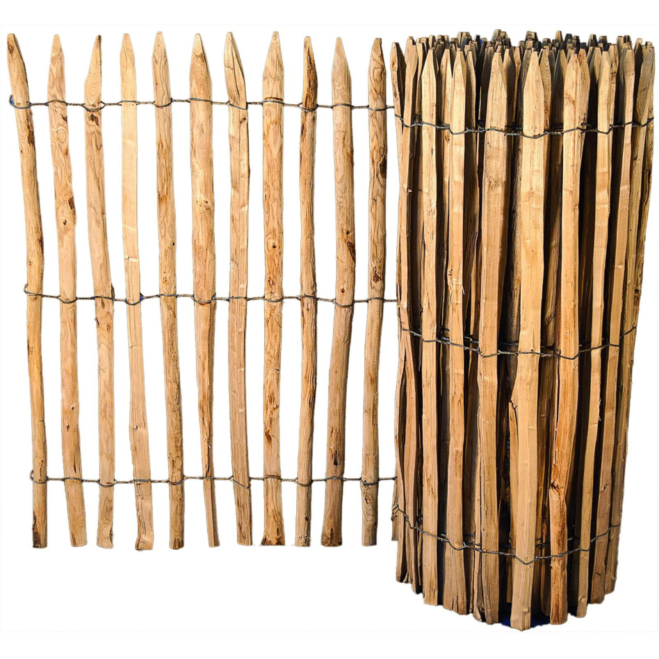 T&J ROLLO-Lattenzaun Staketenzaun Haselnuss, 4 cm Lattenabstand, 10 m,120 cm