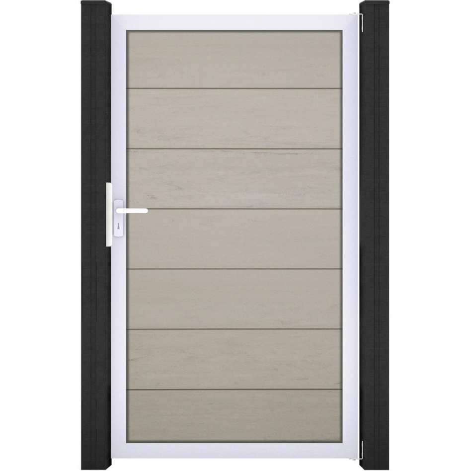 Portillon pour clôture emboîtable GroJa Solid Grande, bi-color sable co-extrudé, 100 cm, argent EV1