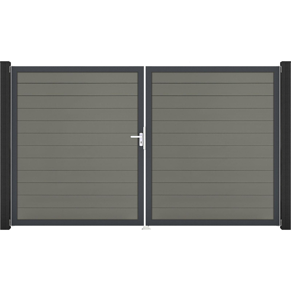 GroJa Doppeltor Solid Steckzaun Grau, DIN Links, Anthrazit DB 703