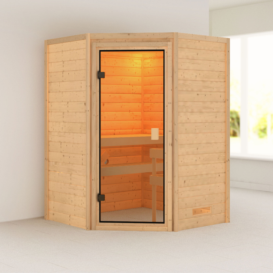 Sauna Karibu Woodfeeling Antonia, sans poêle, sans corniche