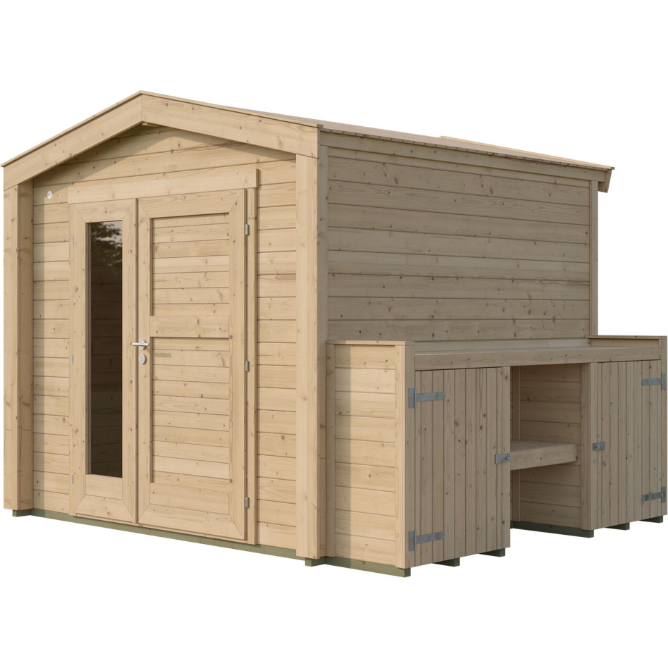 weka Gartenhaus Killarney Naturbelassen inkl. Pflanztisch, Ja, 350x300 cm,links Vollglas, rechts Holzfüllung