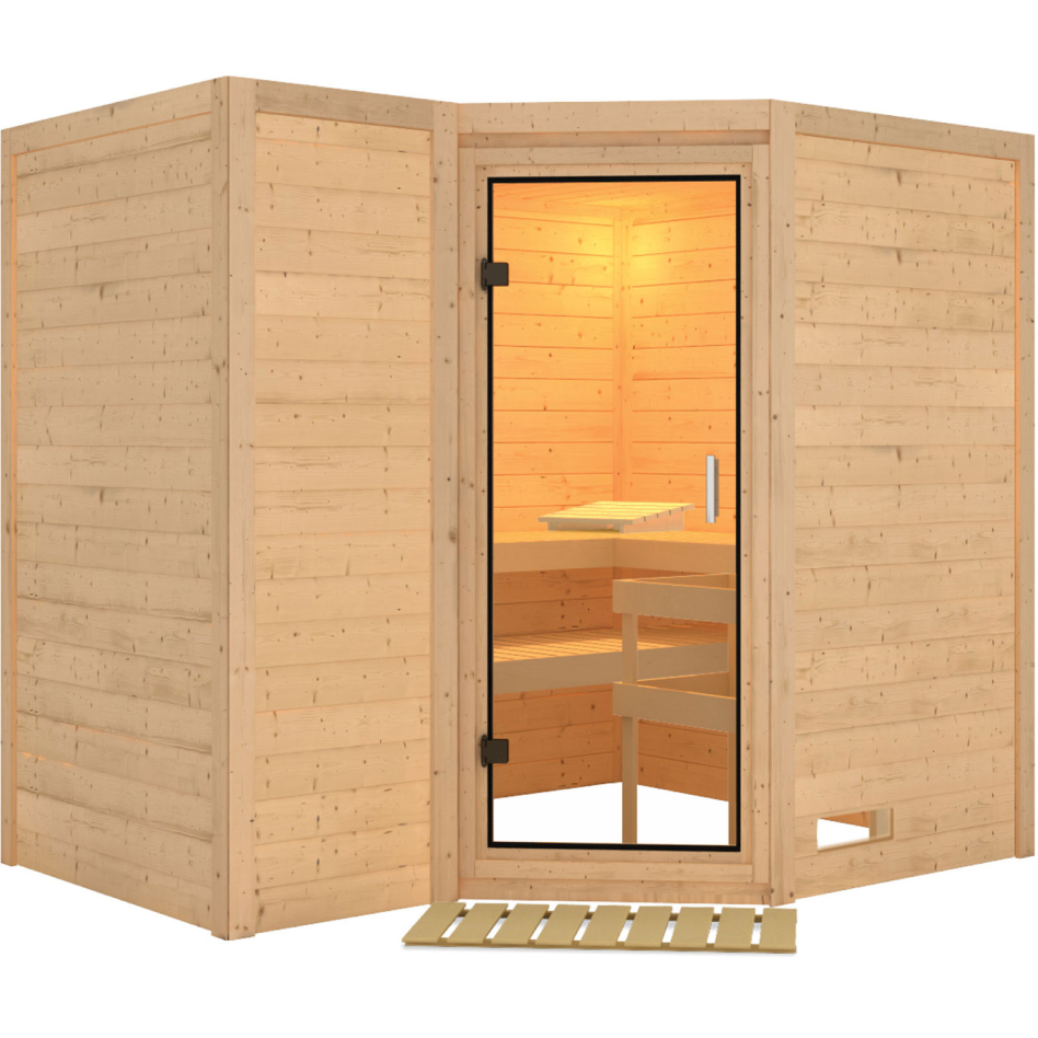 Karibu Sauna Sahib 2, sans poêle, Porte tout verre,sans corniche,vitrage claire