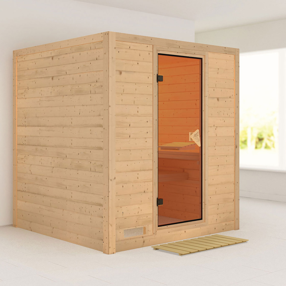 Karibu Sauna Mojave, sans poêle, bronzé,Porte tout verre,sans corniche