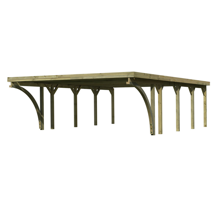 Karibu Doppelcarport Classic mit Rundbogen Unterstand, Stahl-Dachplatten, 2 Rundbögen,598x860 cm