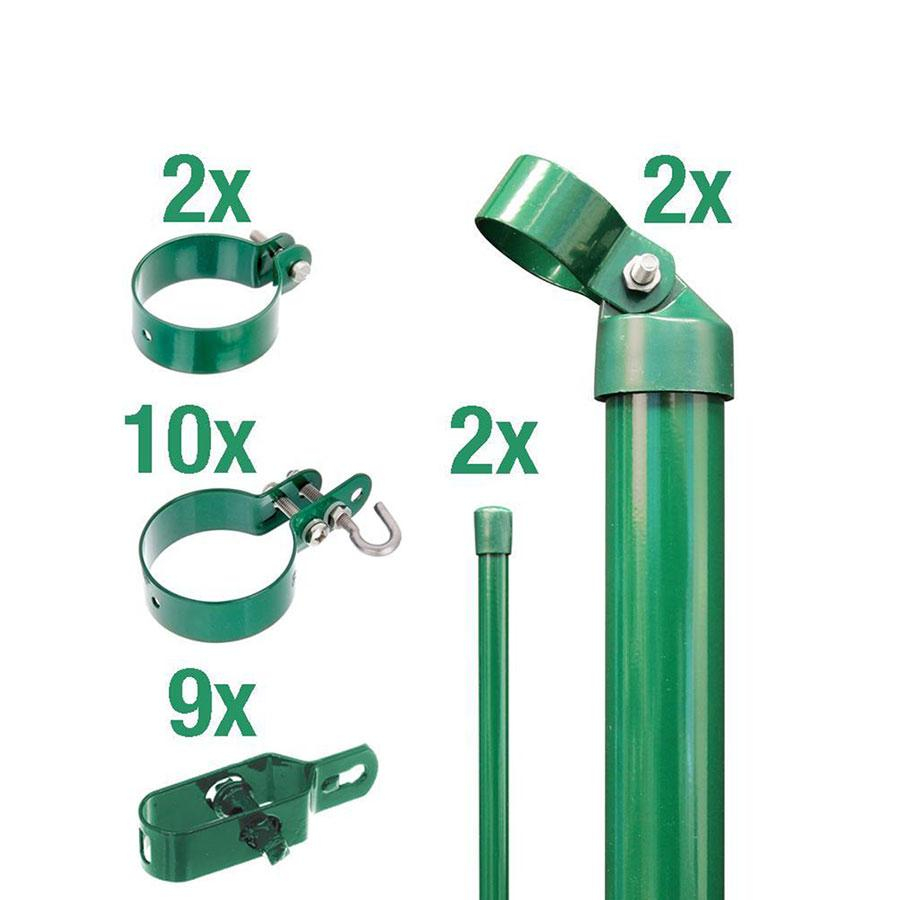 Alberts Zaunanschluss-Set für Wellengittertore an Maschendrahtzaun grün, 200 cm, 76 mm,Einbetonieren,zweiseitige Verbindung