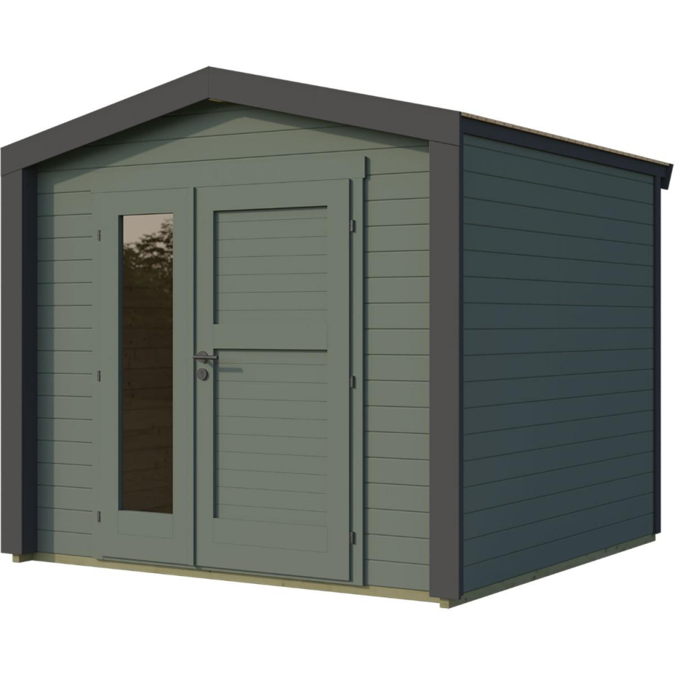 weka Gartenhaus Killarney Graugrün-Anthrazit, Ja, 300x250 cm,links Vollglas, rechts Holzfüllung