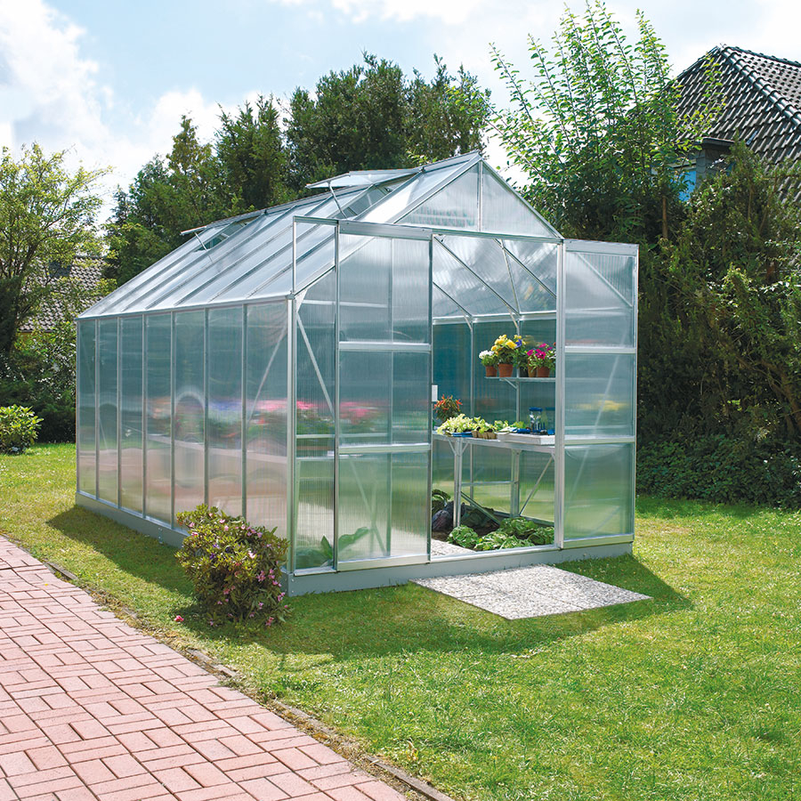 Vitavia Gewächshaus Mars Tomatenhaus Silber, 4 mm, 445x257x232 cm (LxBxH),HKP (Hohlkammerplatten)