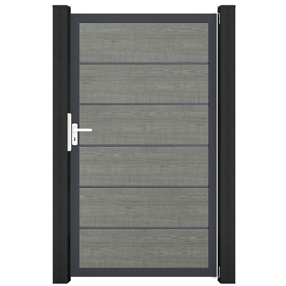 GroJa Einzeltor BasicLine Premium PVC-Steckzaun Grey Ash Cut , Anthrazit DB 703