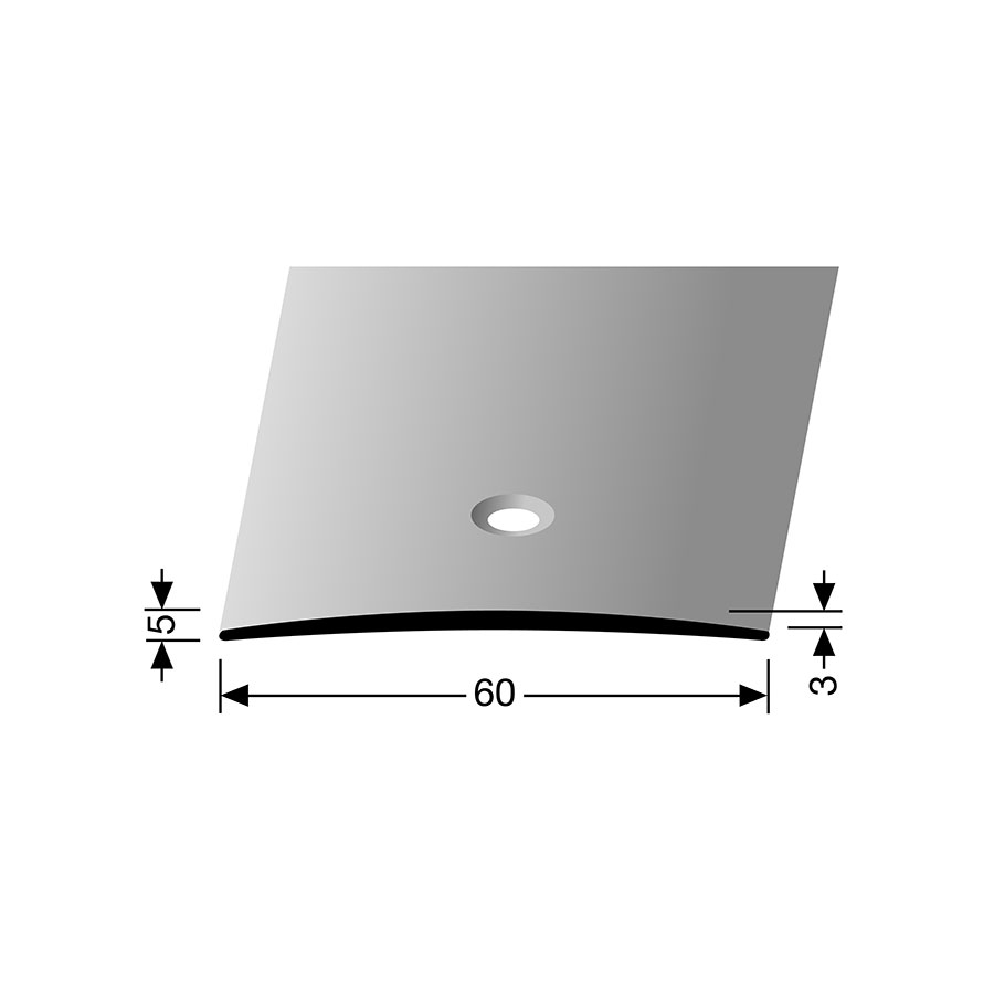 Barre de seuil de transition en alu anodisé couleur argent PARKETTFREUND, 100 cm, 3 mm,60 mm
