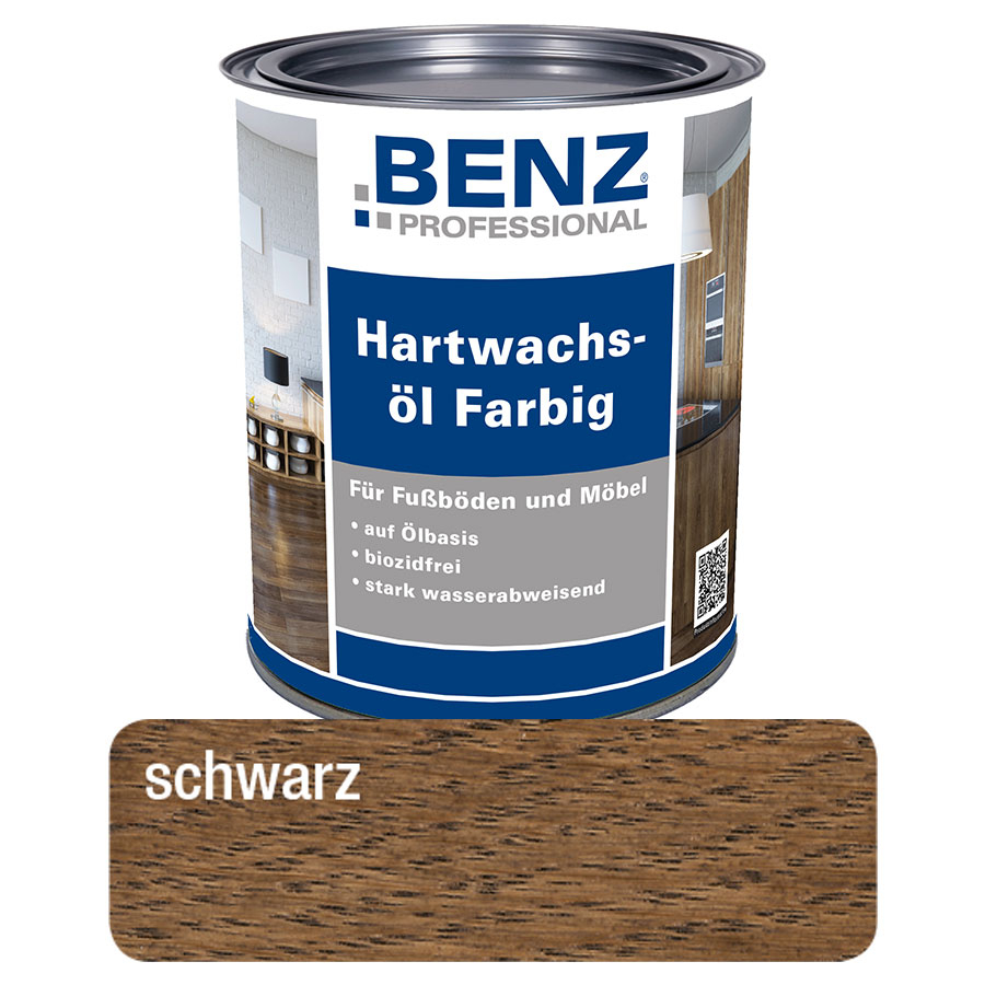 BENZ PROFESSIONAL Hartwachsöl farbig, 0,75 l, Schwarz