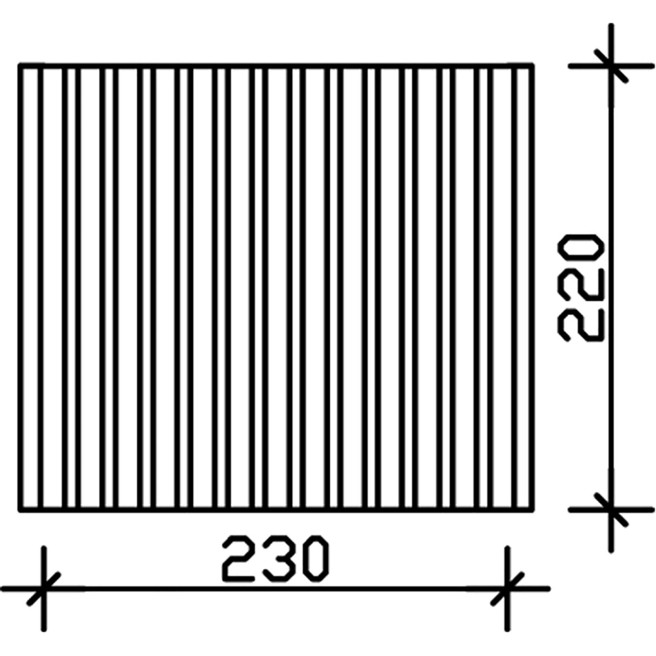Skan Holz Seitenwand Leimholz ohne Tür Naturbelassen für Carports, 230x220 cm
