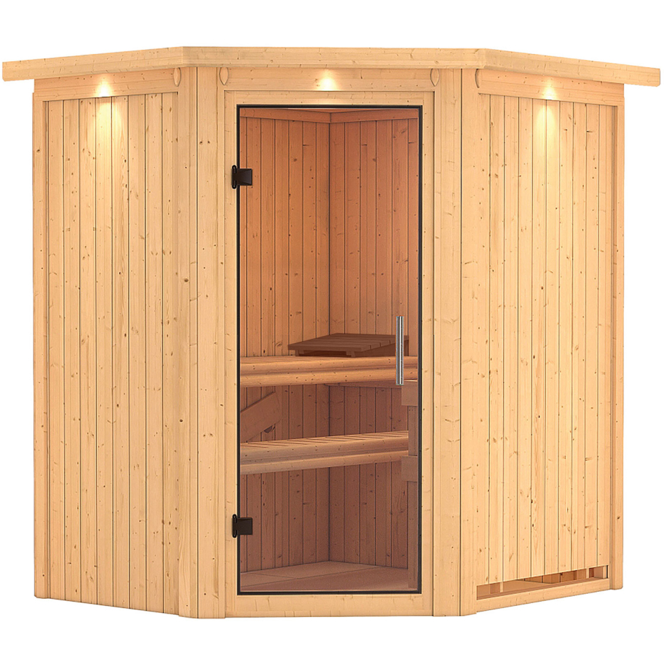 Karibu Sauna Tonja, sans poêle, avec costière de toiture,Porte tout verre,vitrage claire