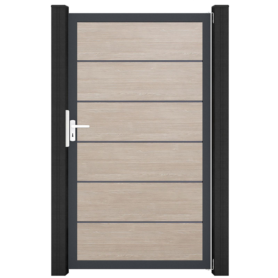 GroJa Einzeltor BasicLine Premium PVC-Steckzaun Sheffield Oak , Anthrazit DB 703