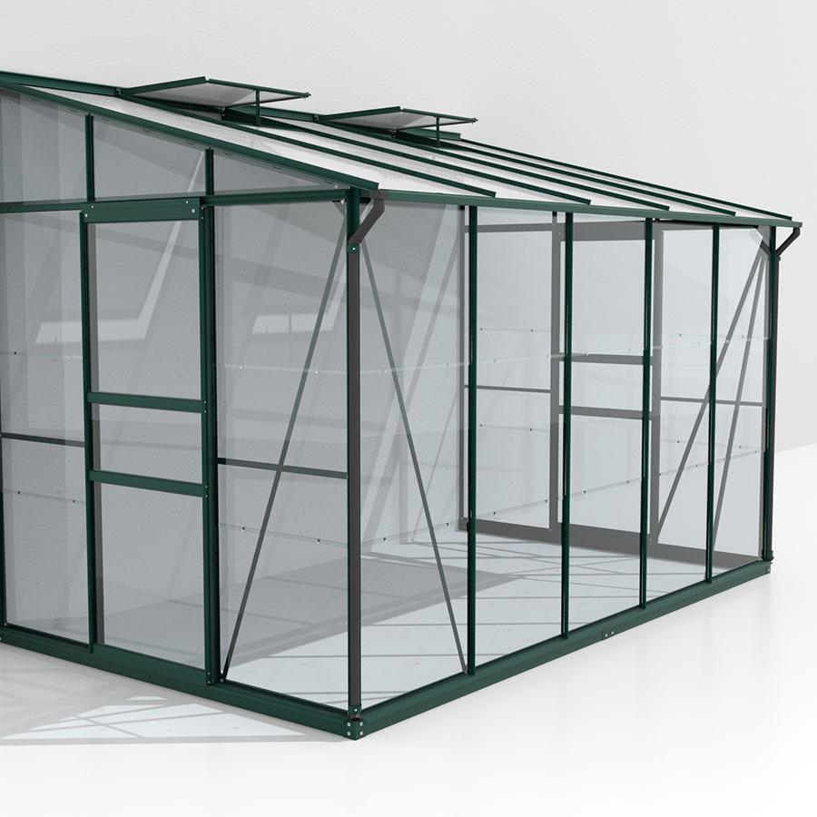 Vitavia Anlehngewächshaus Osiris Tomatenhaus Kombiverglasung Smaragd, 201x324x221 cm (LxBxH)