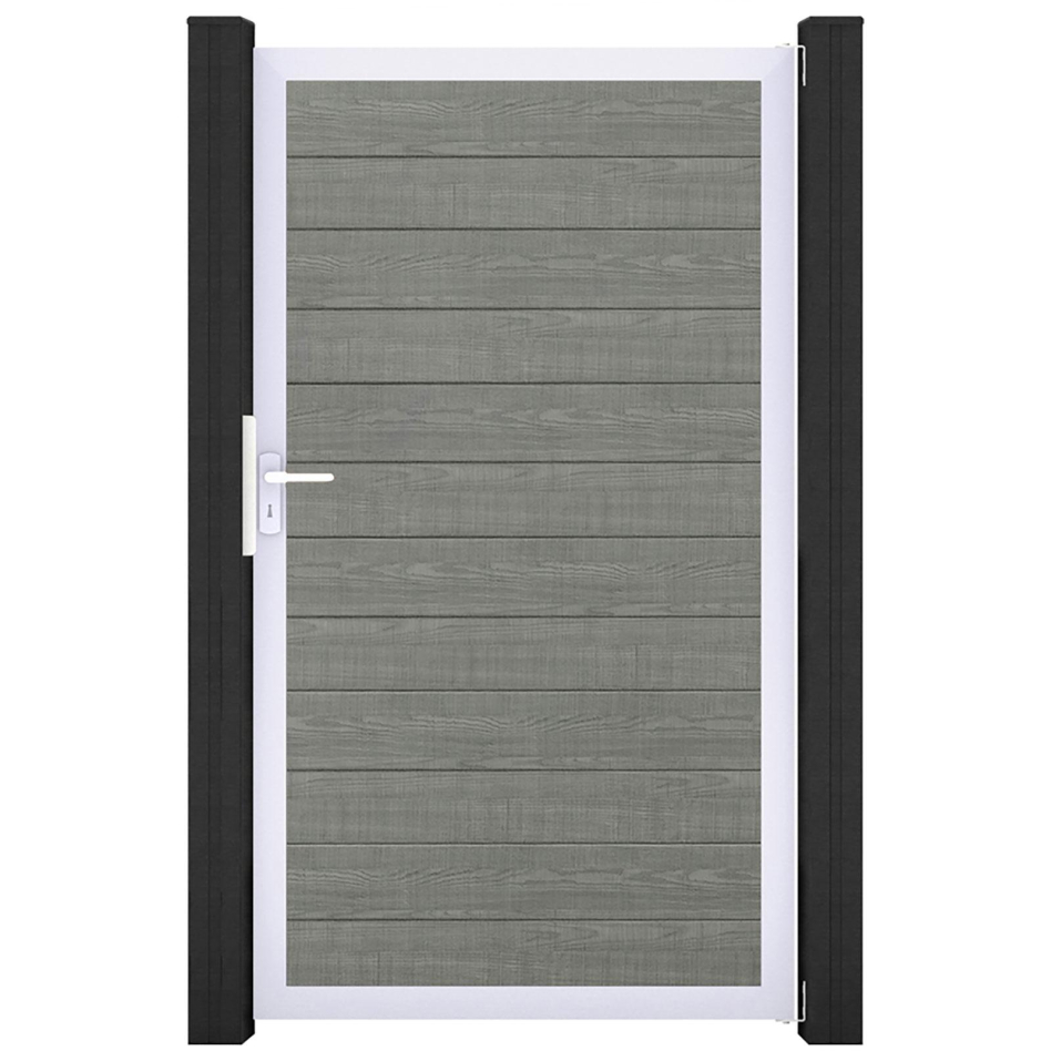GroJa Einzeltor BasicLine schmal PVC-Steckzaun Grey Ash Cut , Silber EV1
