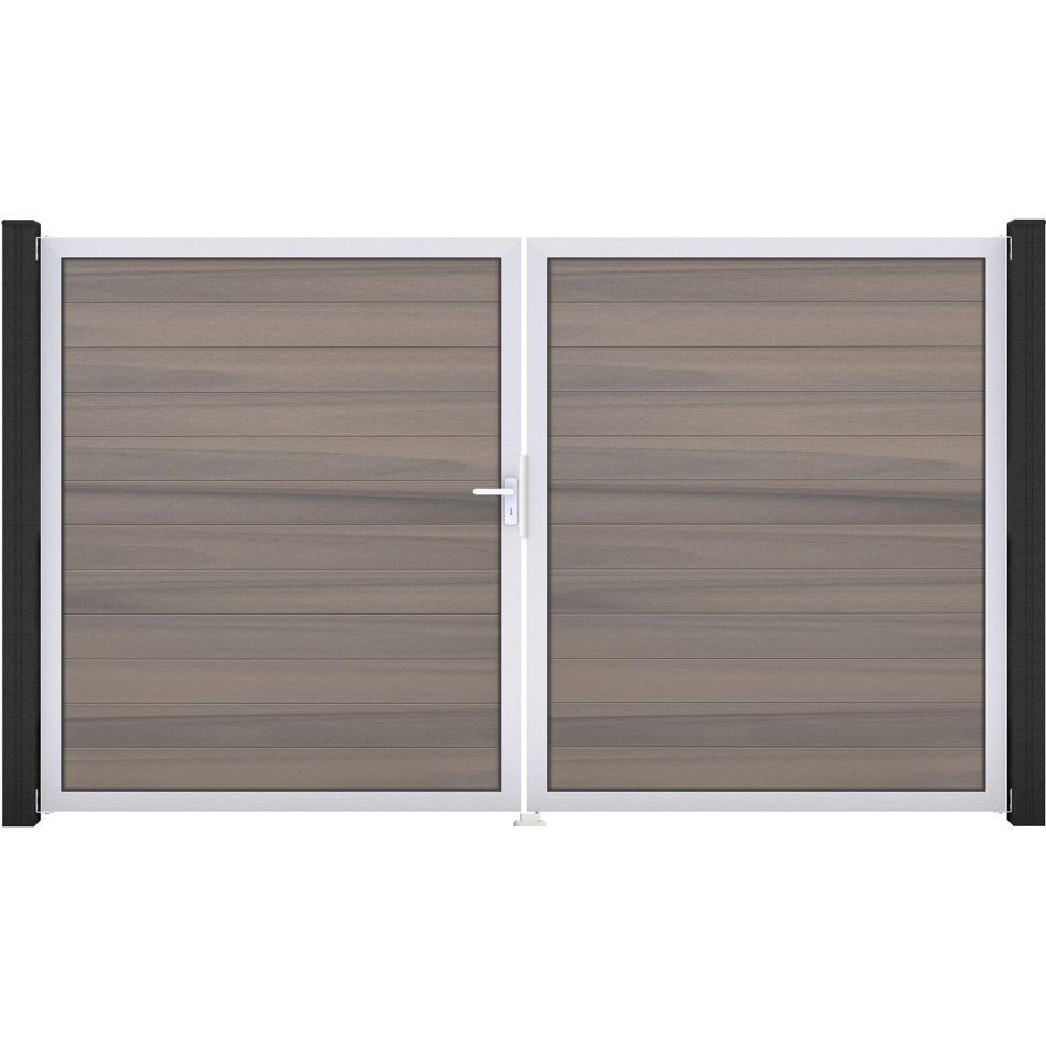 GroJa Doppeltor Solid Steckzaun Bi-Color co-extrudiert, DIN Links, Silber EV1