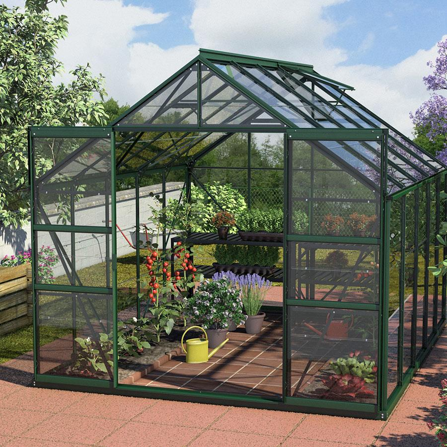 Vitavia Gewächshaus Mars Tomatenhaus Smaragd, 3 mm, 321x257x232 cm (LxBxH),ESG (Einscheibensicherheitsglas, kristallklar)