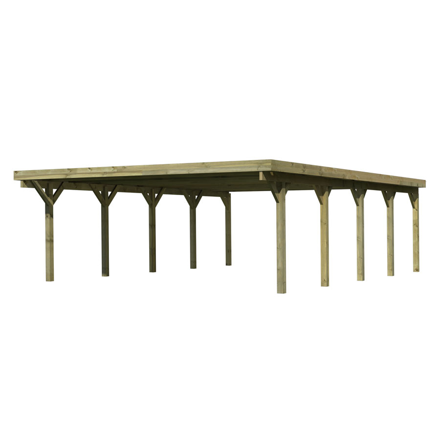 Karibu Doppelcarport Classic Unterstand, Stahl-Dachplatten, 598x860 cm
