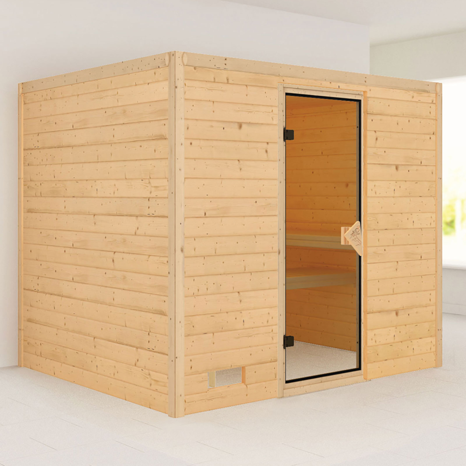Karibu Sauna Sonara, sans poêle, bronzé,Porte tout verre,sans corniche