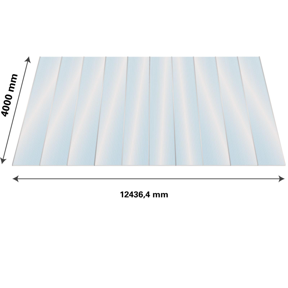 Lexan Thermoclear Plus Stegplatten Sets Polycarbonatplatte klar 16 mm, 4 m, 12,44 m,1200 mm breite Stegplatten