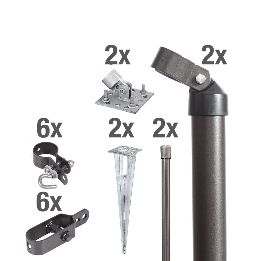 Alberts Zauneck-Set für Maschendrahtzäune anthrazit-metallic, 100 cm, Aufschrauben