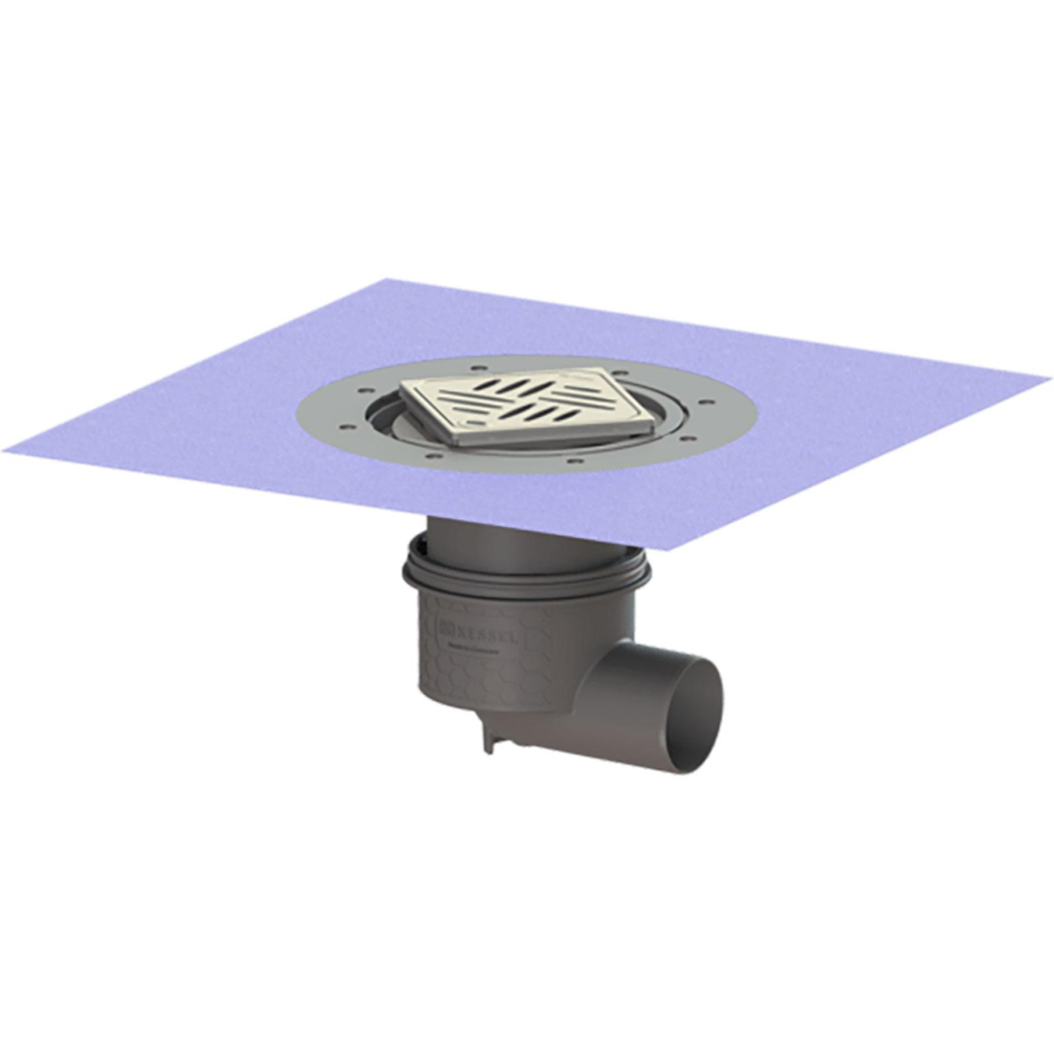 KESSEL Bodenablauf Practicus Anschlussrand Gewebematte seitlich, DN 70, Designrost Kessel