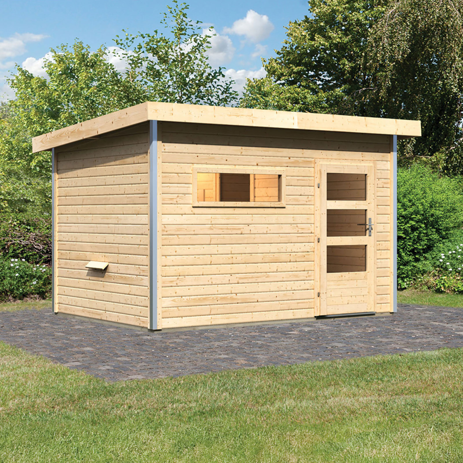 Maison de sauna Karibu Skrollan 2 Naturel, sans poêle, vitrage claire